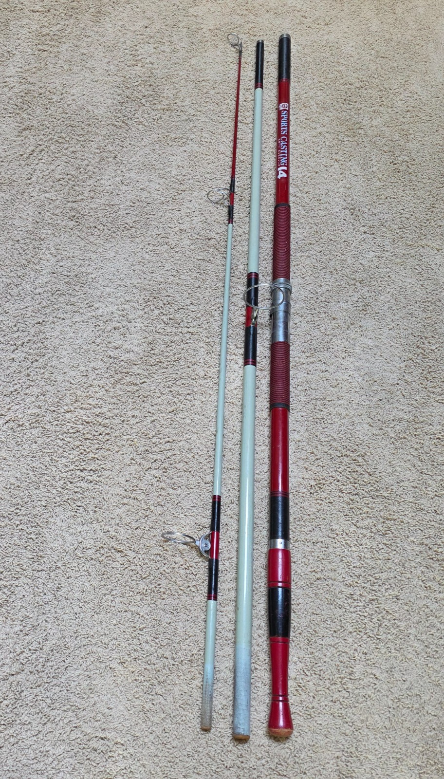 Olympic Sports Casting 14 Surf Fishing Rod 3 Pc 14′ Folding Line Guides Japan