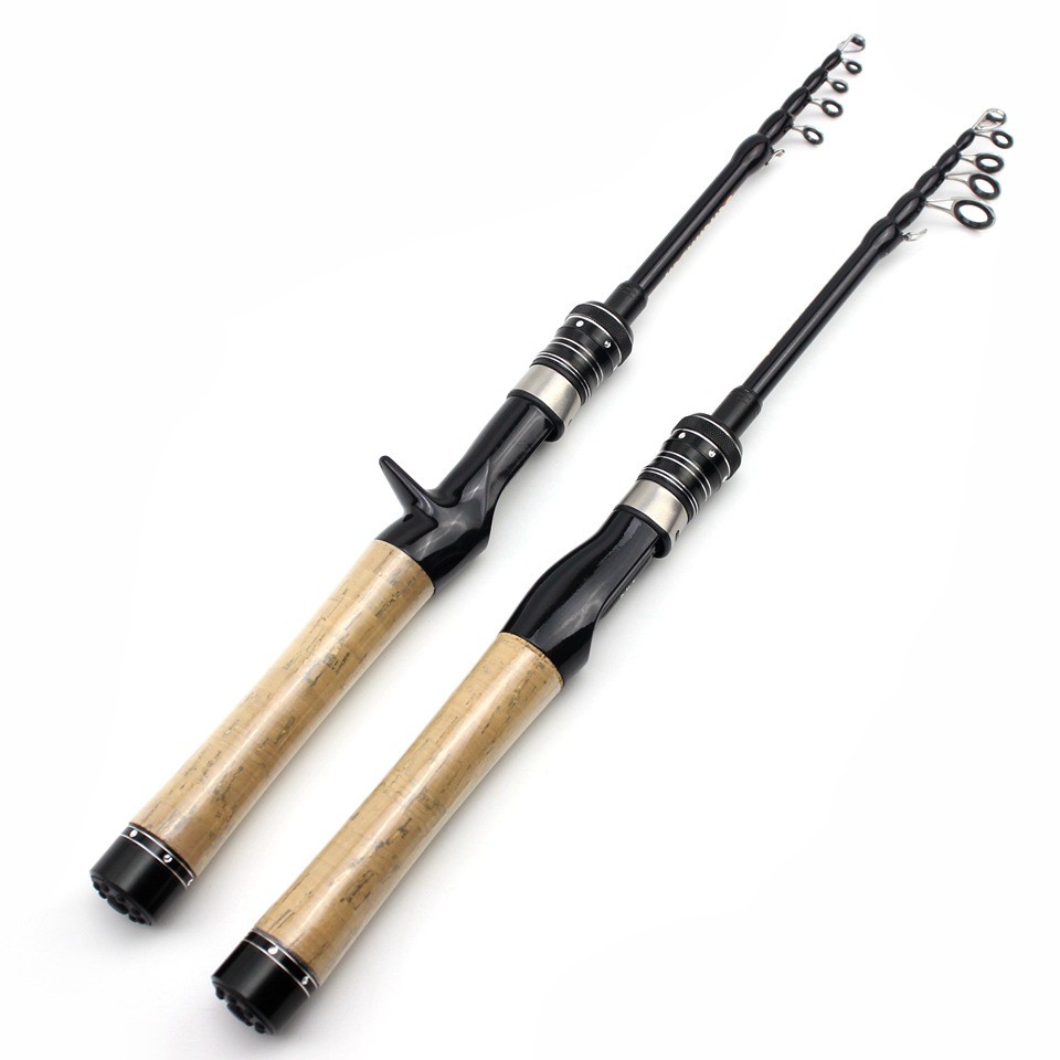 Ultra-Light Portable Fishing Rod Carbon Fiber Spinning Casting Pole Cork Handle