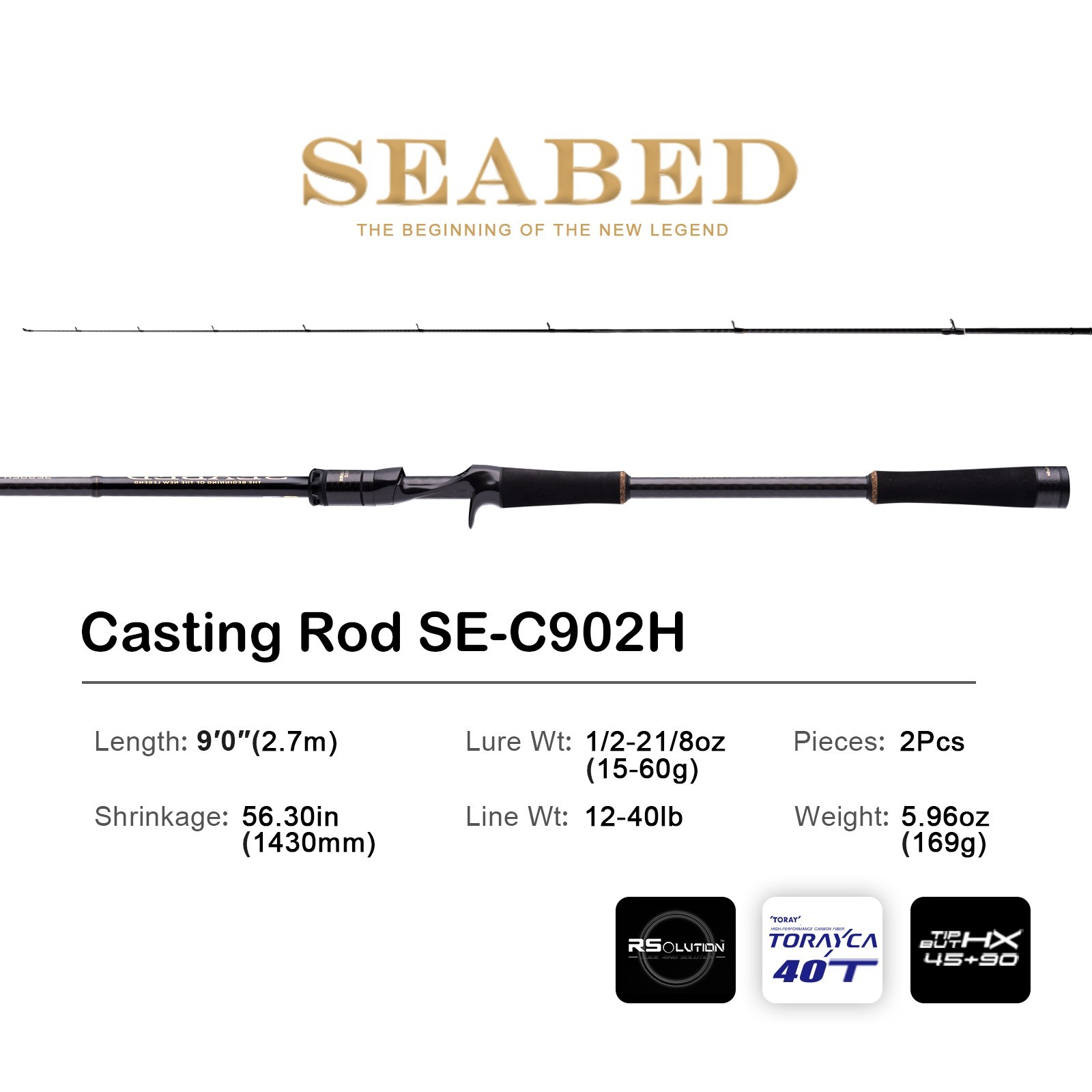 PURELURE SEABED New Long-distance Casting Spin/Cast Fishing Rod Shore 10FT