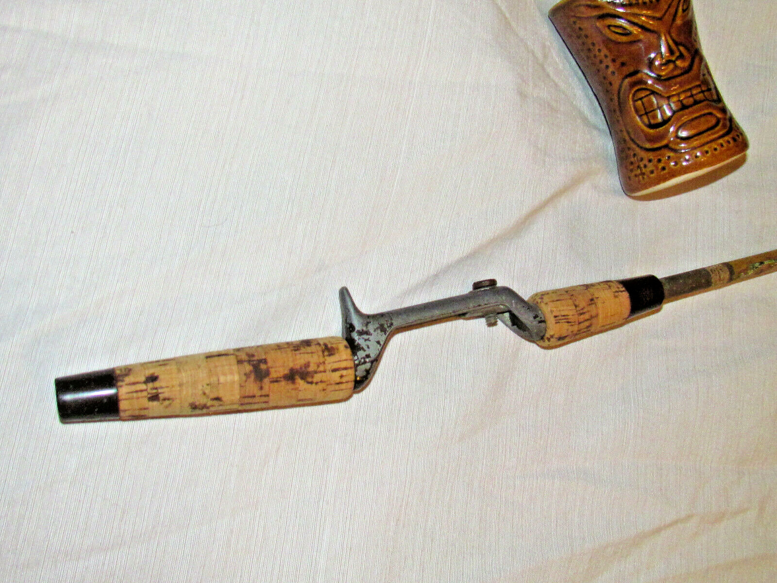 The ANGLER Rod Casting Fiberglass 6ft Pole 2Pc Cork Handle /USA Made/ Vintage GC