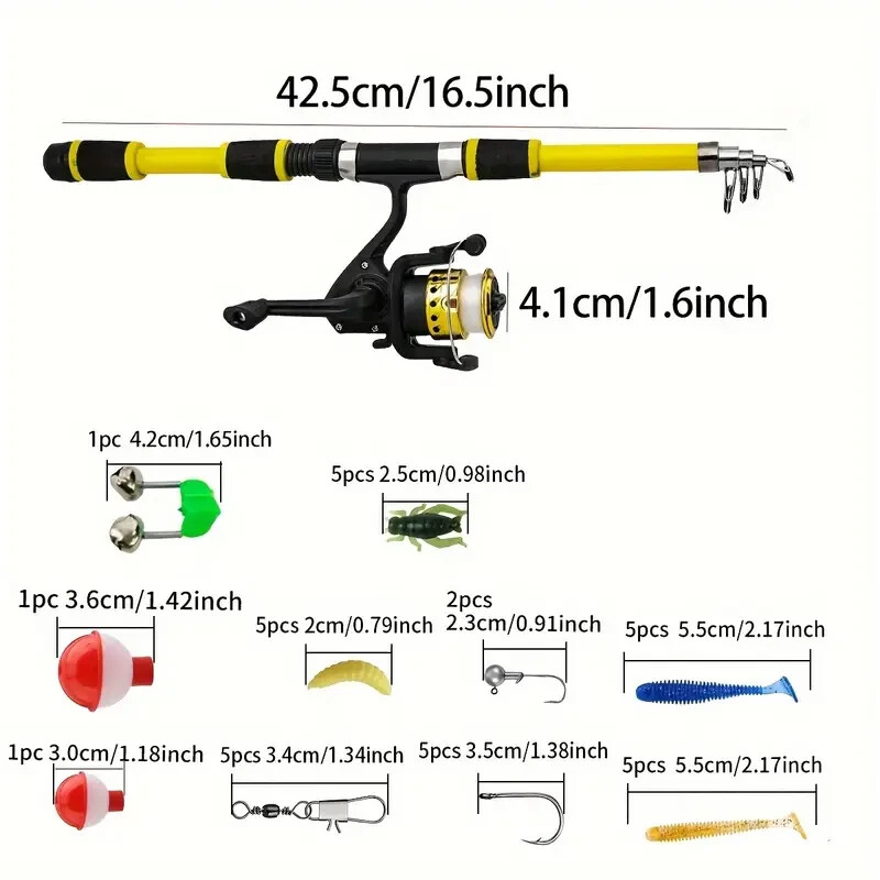 Kids Fishing Kit – 1.8m Fishing Rod & Reel Starter Set for Juniors