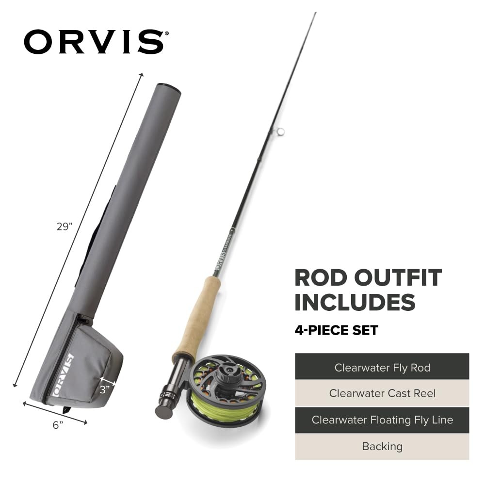 Orvis Clearwater Fly Rod Outfit Fishing Rod and Reel Combo with Black Chrome…