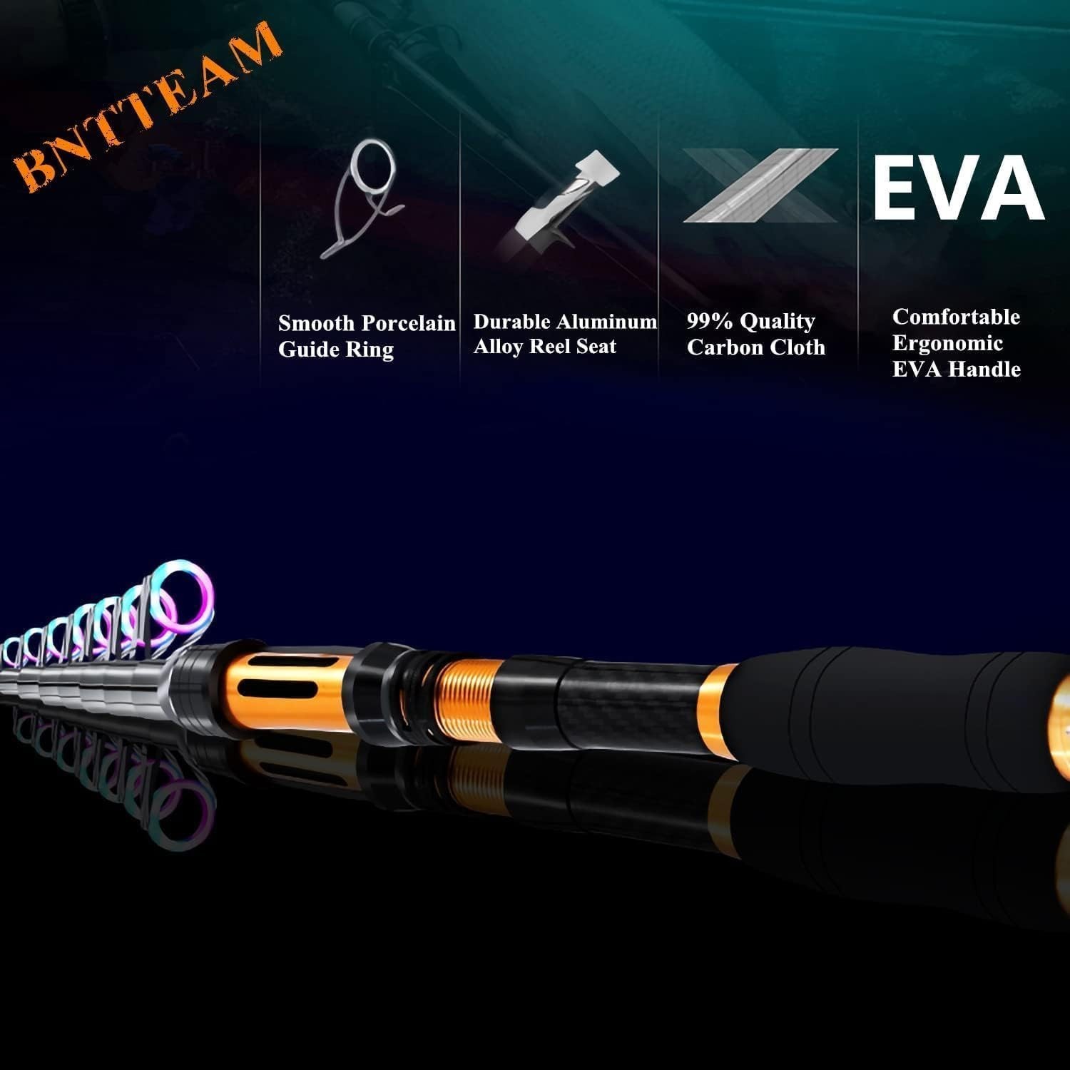 Portable Fishing Spinning Rod and Reel Combo Set Carbon Fiber Fluorescent Rod…