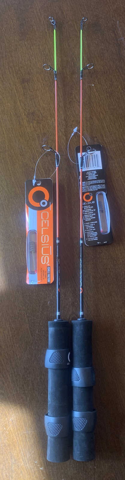 2 Pieces Celsius Chill Factor Ice Fishing Jigging Rod 24” L With Spring Bobbers