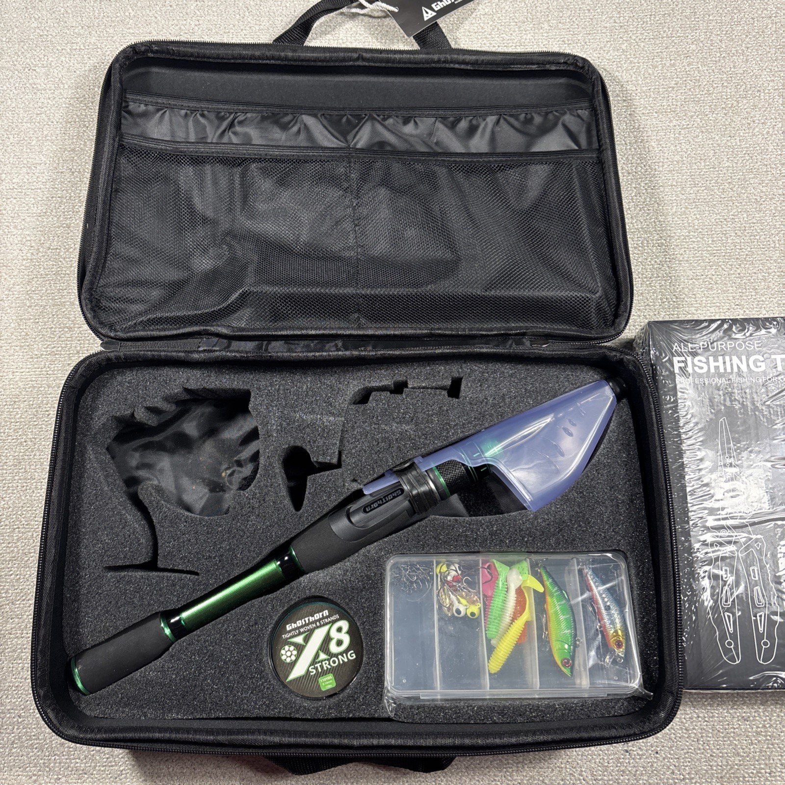 Ghosthorn Extendible Fishing Pole ONLY NO REEL Comes With Carrying Case Lures