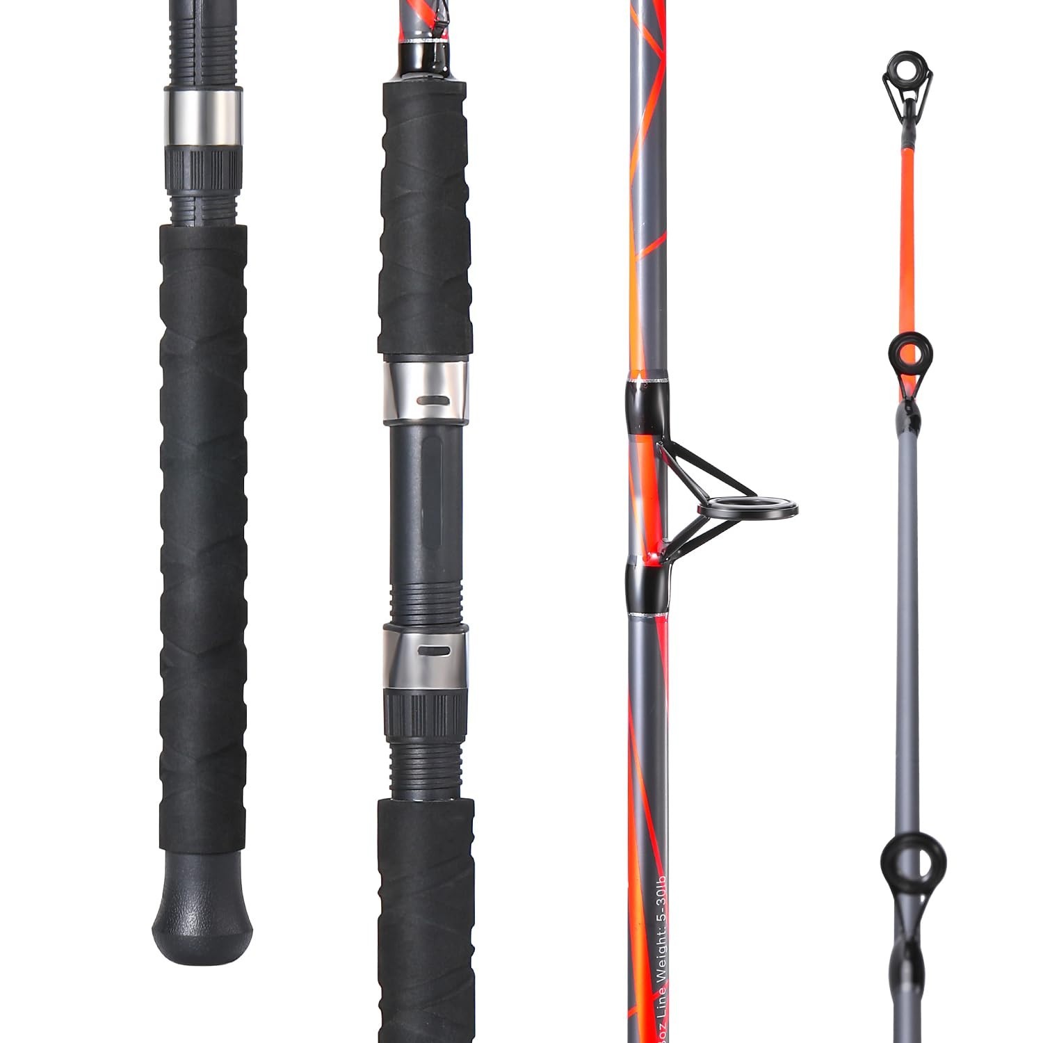 7’0″ Spinning Fishing Rod – Strong Carbon & Glass Composite, Stainless Steel Gui