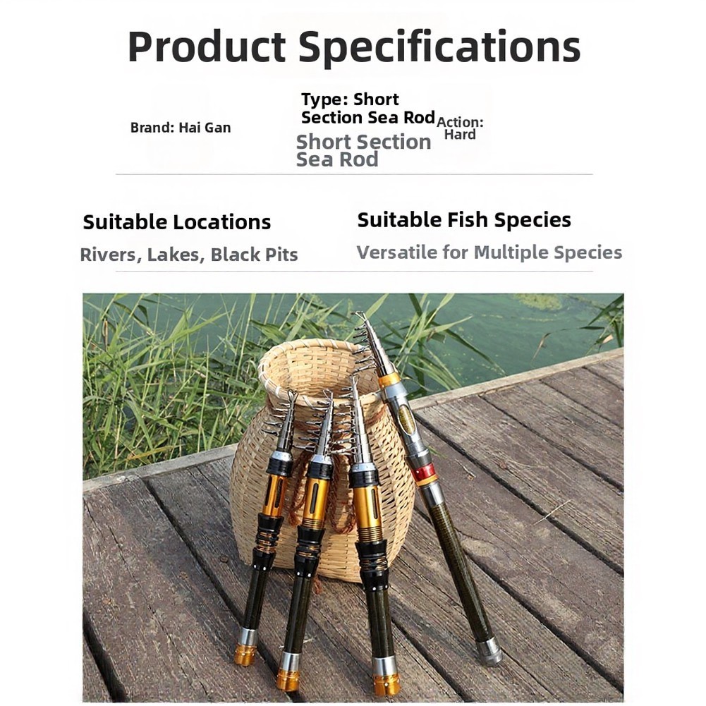 Carbon Fiber Telescopic Fishing Rod 1. 1.5m 1.8m 2.1m 2.4m 2.7m 3.0m 3.6m