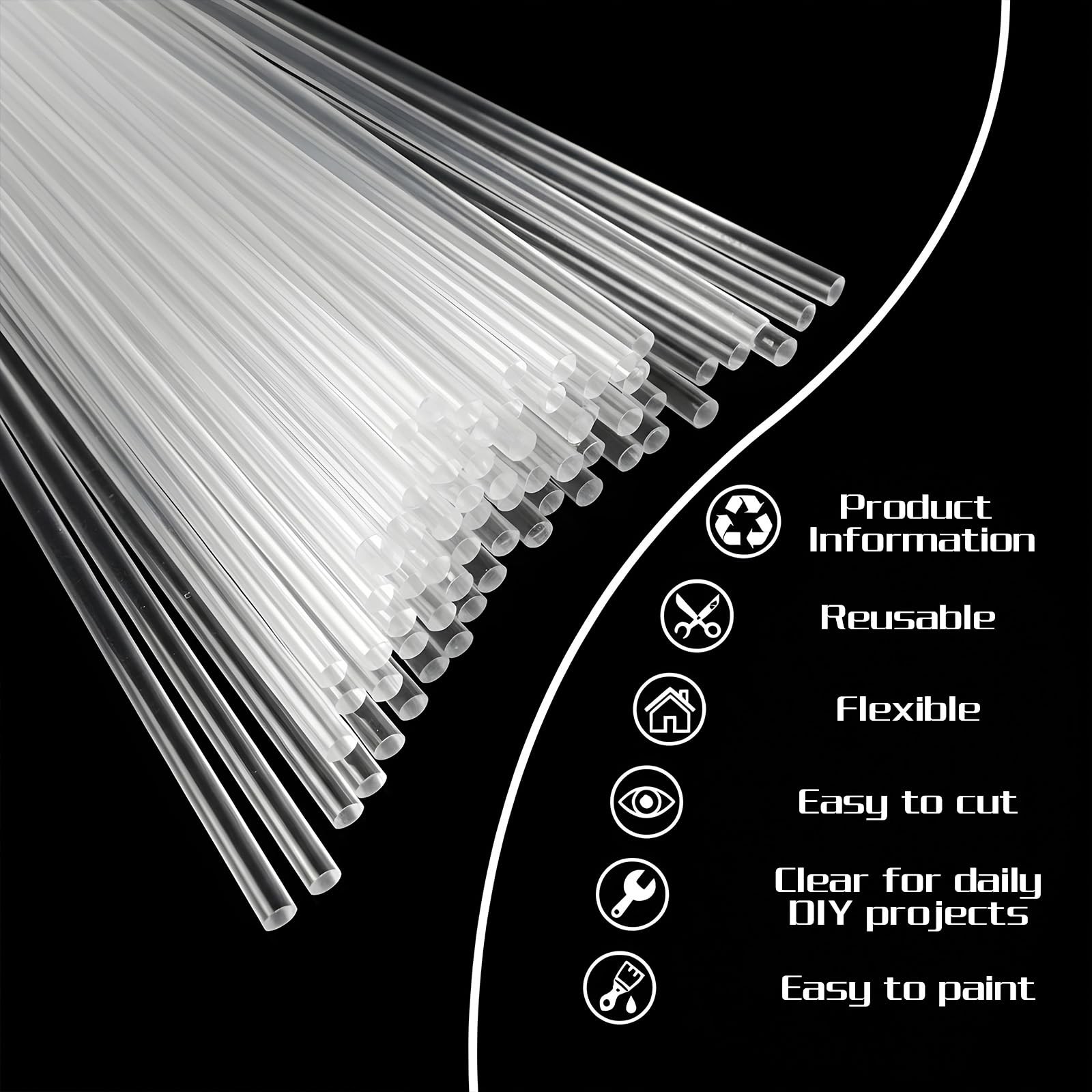 120 PCS 7.87 Inch Clear Acrylic Rods 2mm Cake Pop Topper Sticks DIY Crafts
