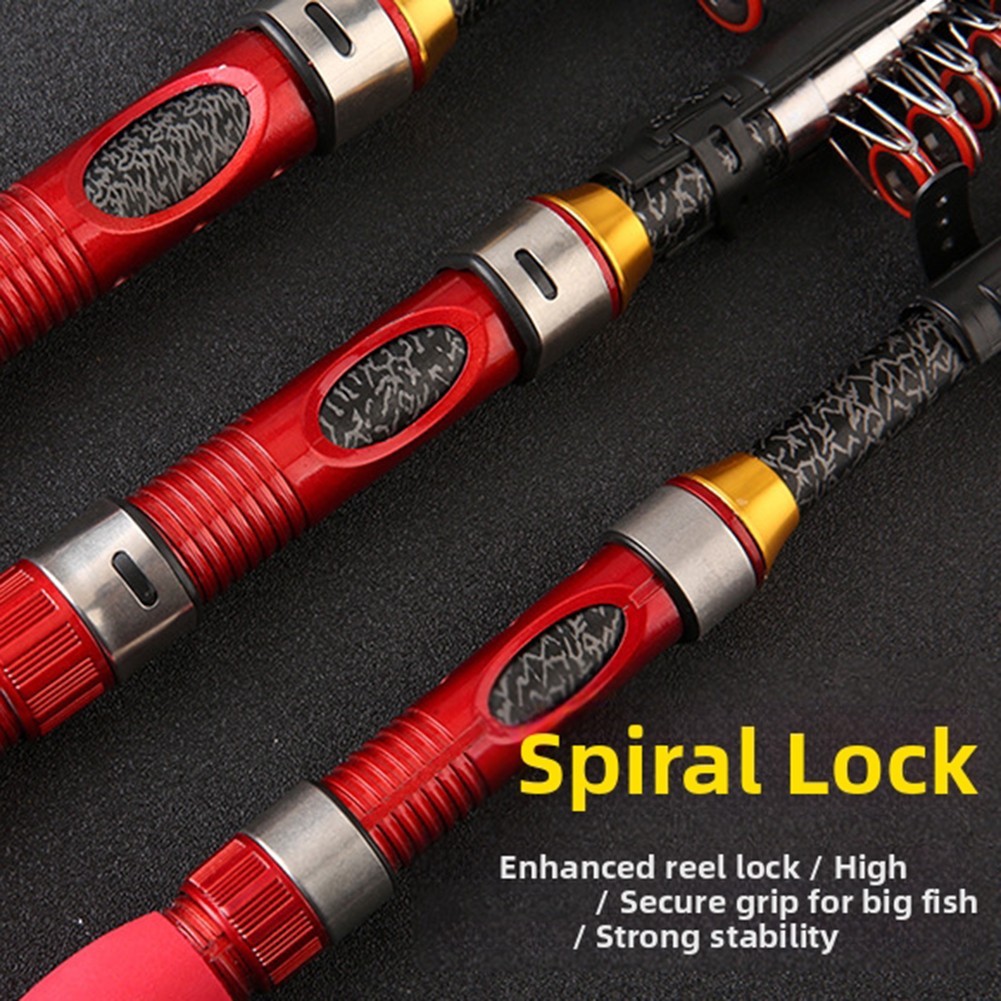 Portable Red Fishing Rod Set 1 to 2 Short Sea Pole with Hook Lures and Bag