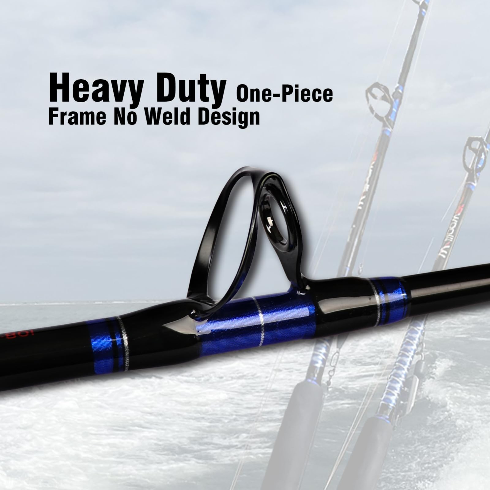 Saltwater Offshore Trolling Rod – 1-Piece/2-Piece Big Game Fishing Pole for Boat