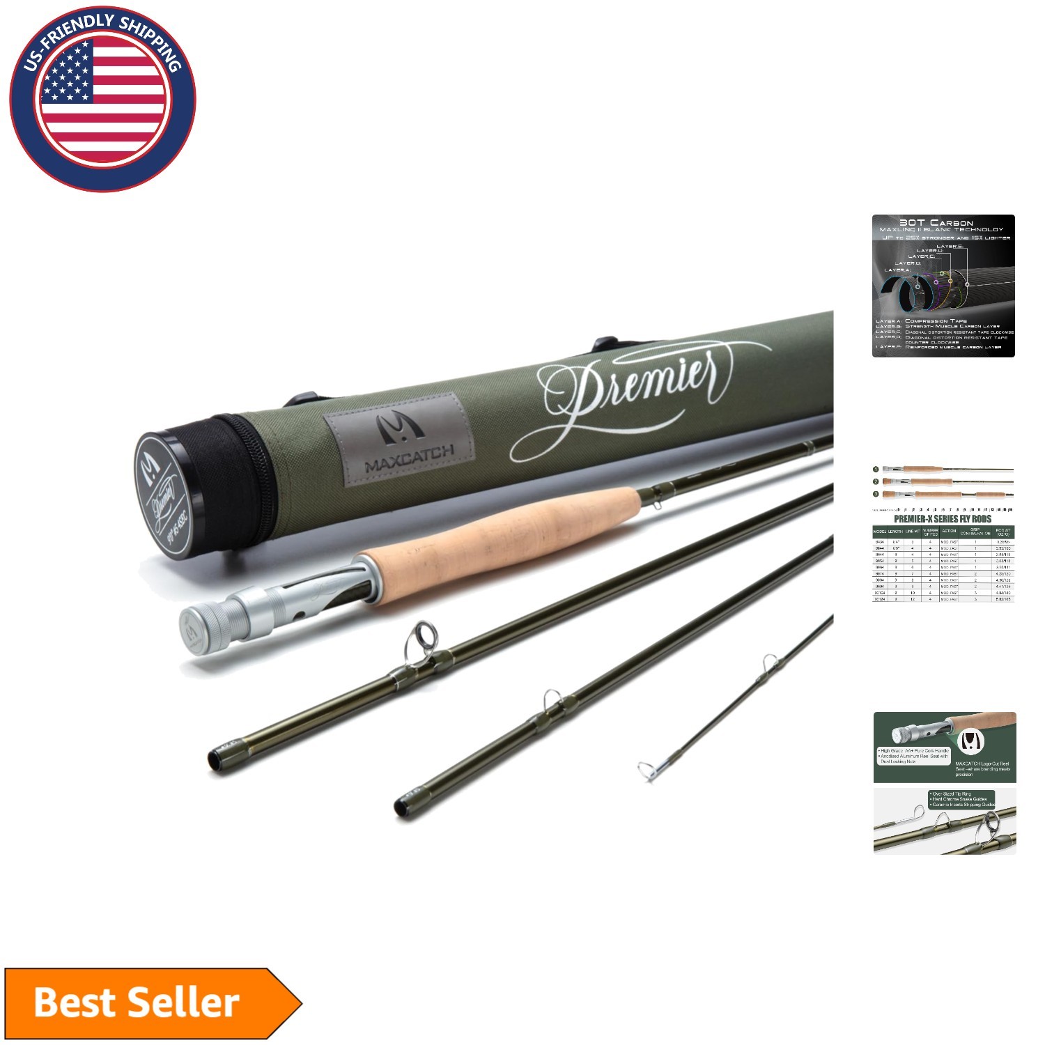 Professional Quality IM8 Graphite Fly Rod 3-12WT – Perfect for Salmon Fishing
