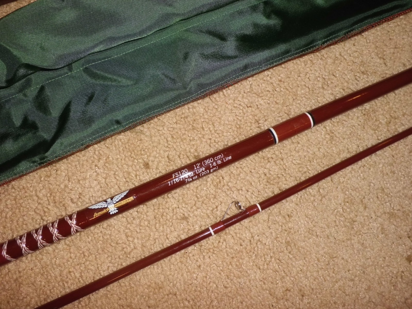 Vintage FENWICK Woodstream FS120 Spinning 12′ Rod made in USA- 1-6 lb test