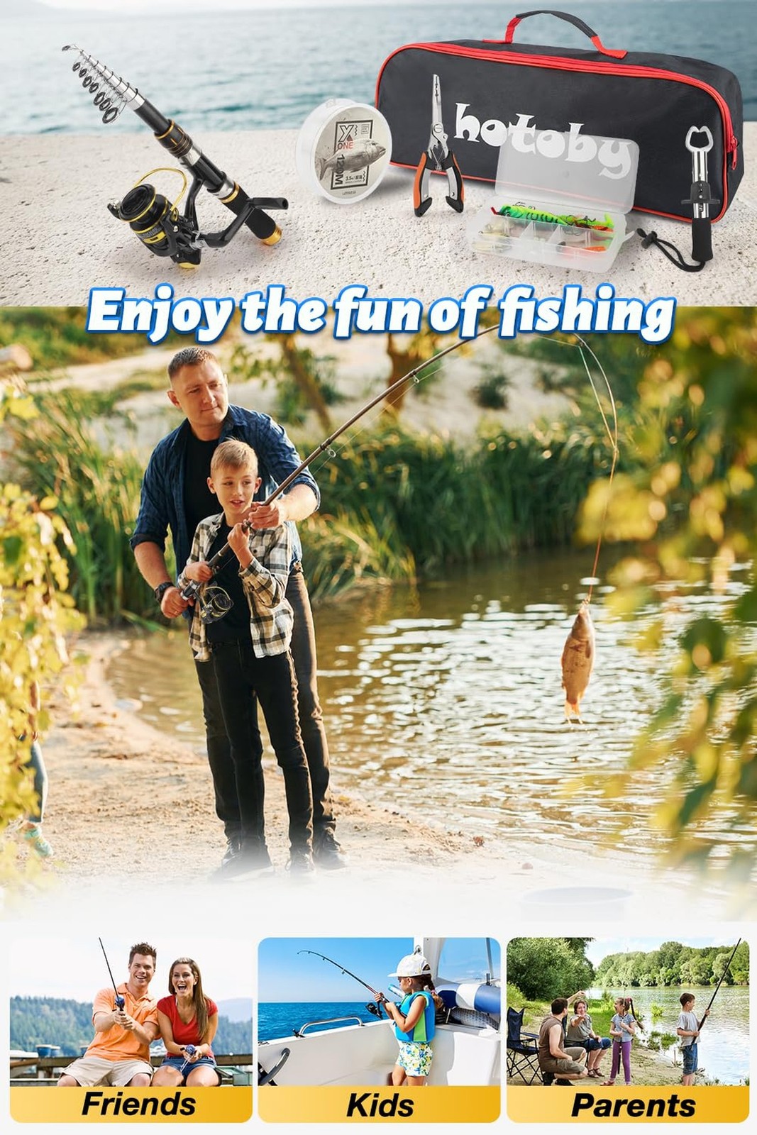 Fishing Pole Combo Set, 6.89ft Fishing Rod and Reel Combo, Carbon Fiber Teles…