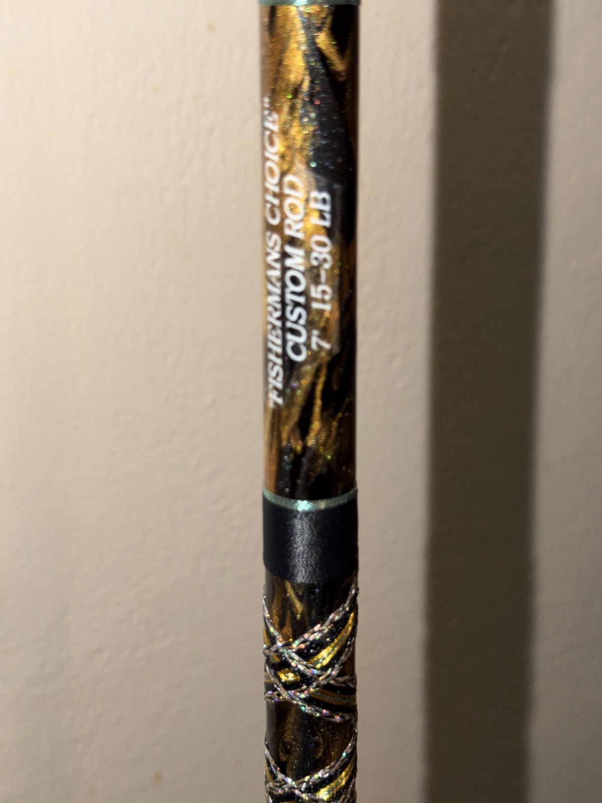 CUSTOM CONVENTIONAL ROD 7′ BLACK/GOLD SILVER MARBLE 15-30 LB TURBO NEW