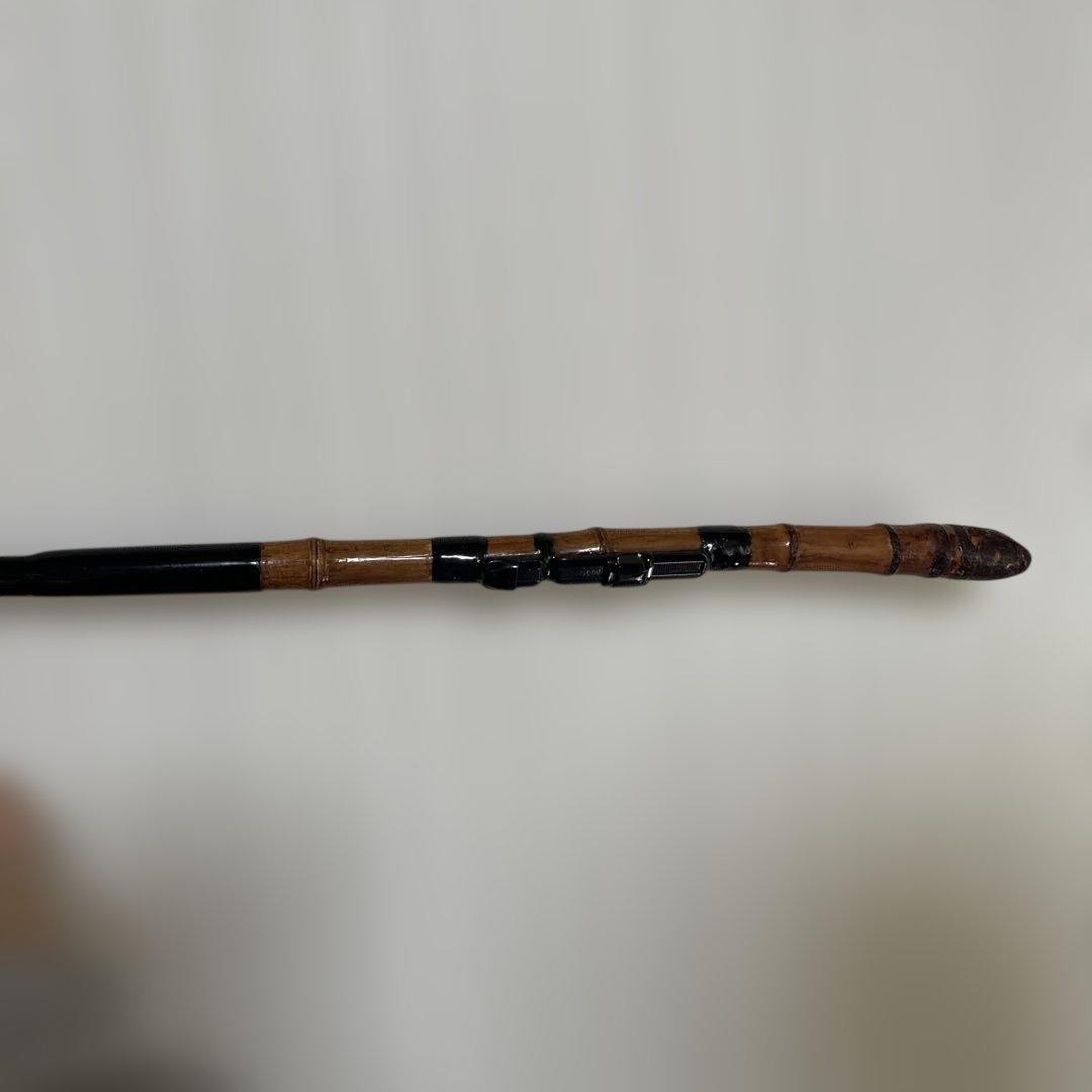 Bamboo Fishing Rod 220cm Junk Black & Brown Durable, Breaks at Joint Used