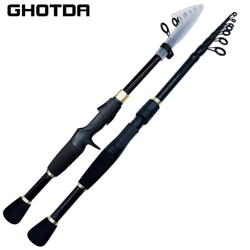 Ultra-Light Fishing Rod Carbon Fiber Spinning Casting Pole Handle Telescopic Sea
