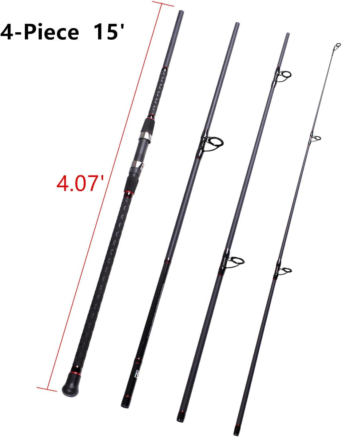 Surf Spinning Fishing Rod 2-Piece Graphite Travel Fishing Rod(12 Feet & 10 Feet)