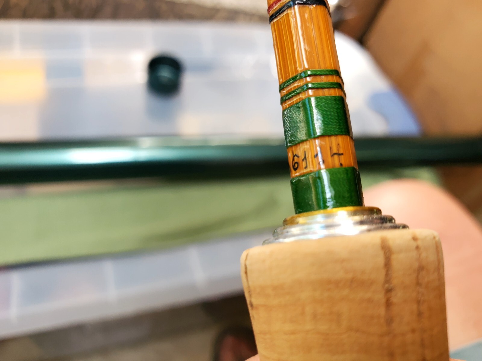 New Pezon Et Michel Bamboo Rod FRANCE 8’6″ 2pc w/2Fighting Buttons-tube-Sock