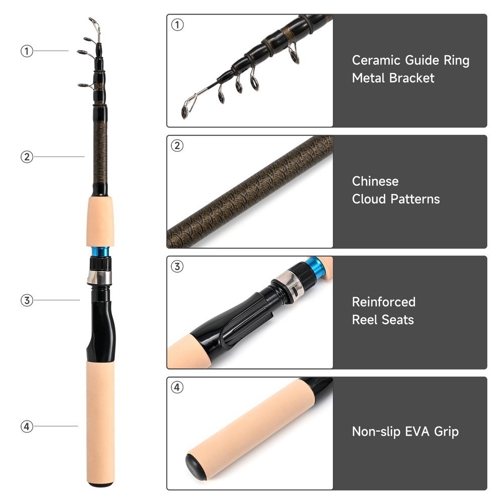 Lightweight Carbon Raft Fishing Rod Short Section Design 67g to 140g Weight