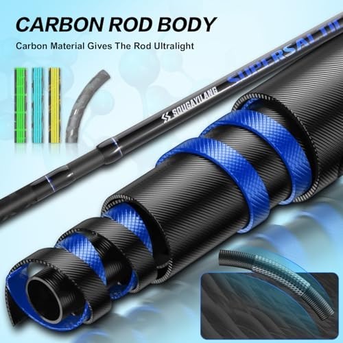 Portable 4-Piece Surf Fishing Rod – Carbon Fiber, MH/H, 10’/11’/12’/15′ – Saltwa