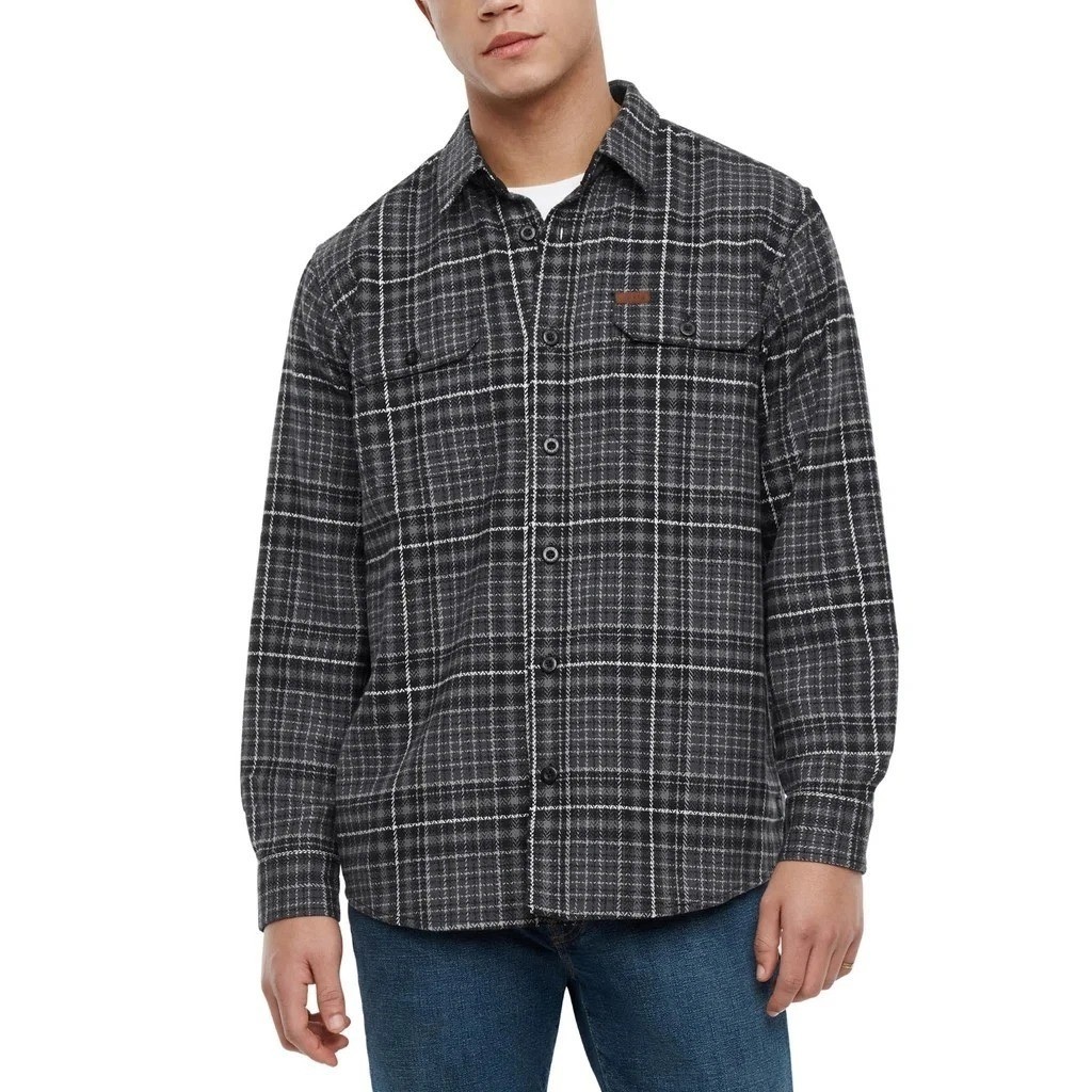 Orvis Men’s S Classic Plaid Beefy Flannel Shirt S Black & Gray 100% Cotton n1307