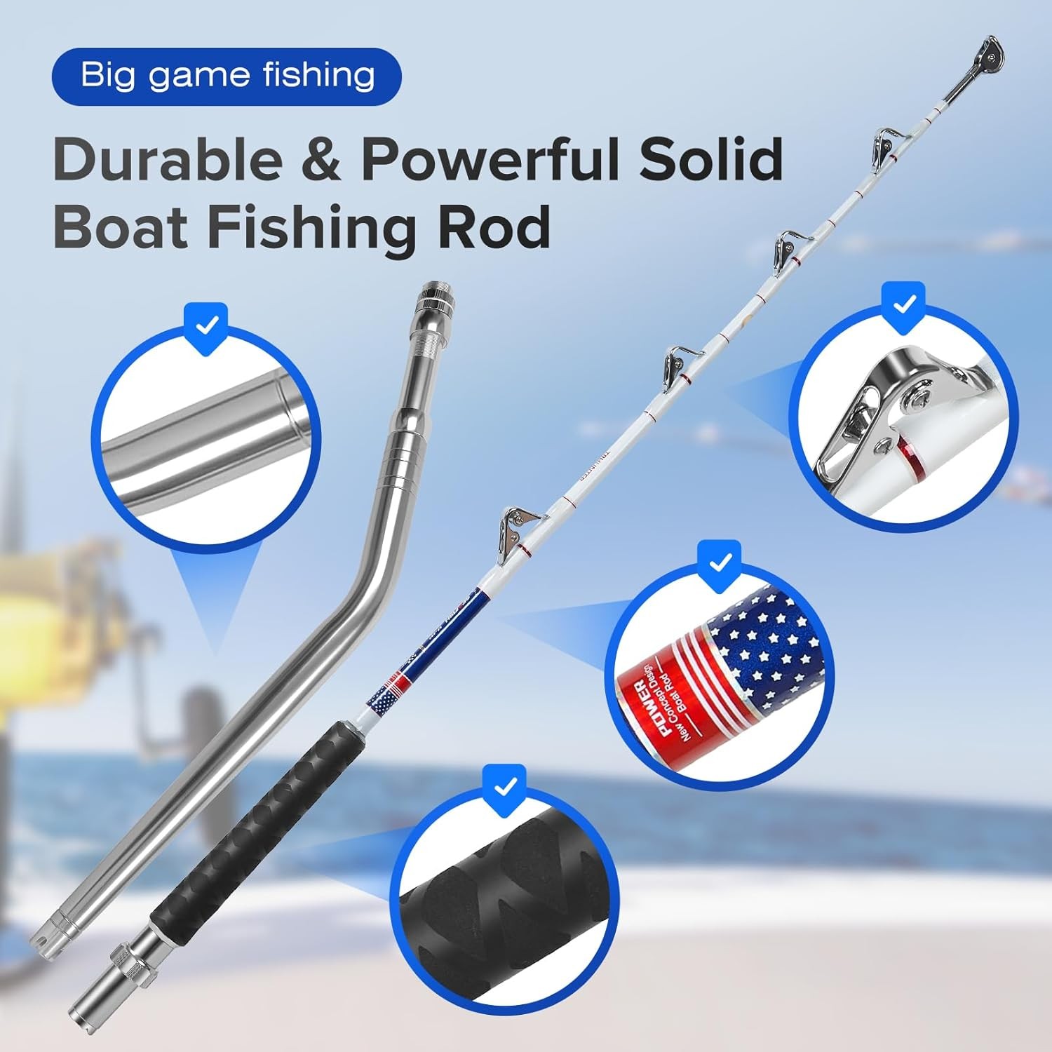 Trolling Rod Saltwater Offshore Big Game Fishing Rod Conventional Boat Rod with