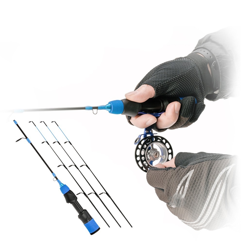 57cm Short Carbon Ice Fishing Rod Three Tip Sections Soft Tuning For Ice