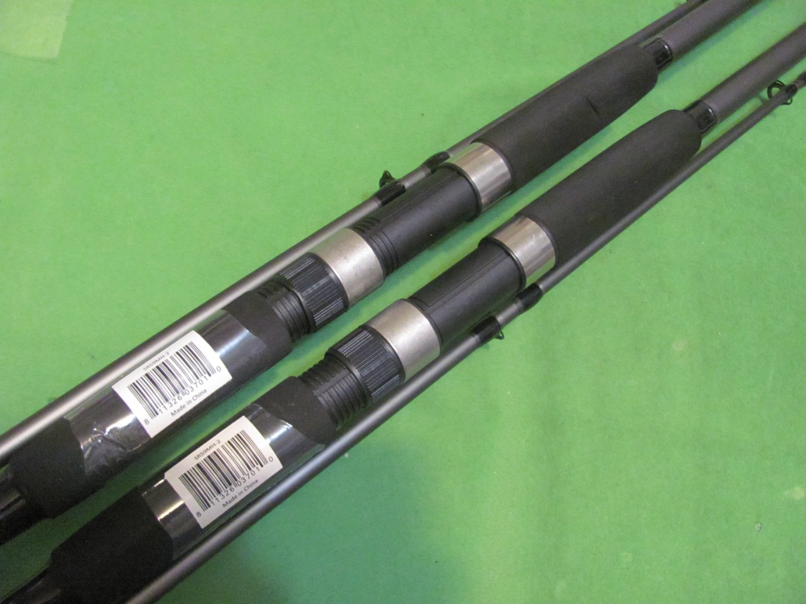 Lot of 2 Danco Max Kat 9′ 0″ Medium Heavy Action Spinning 2-Piece Surf Rods.