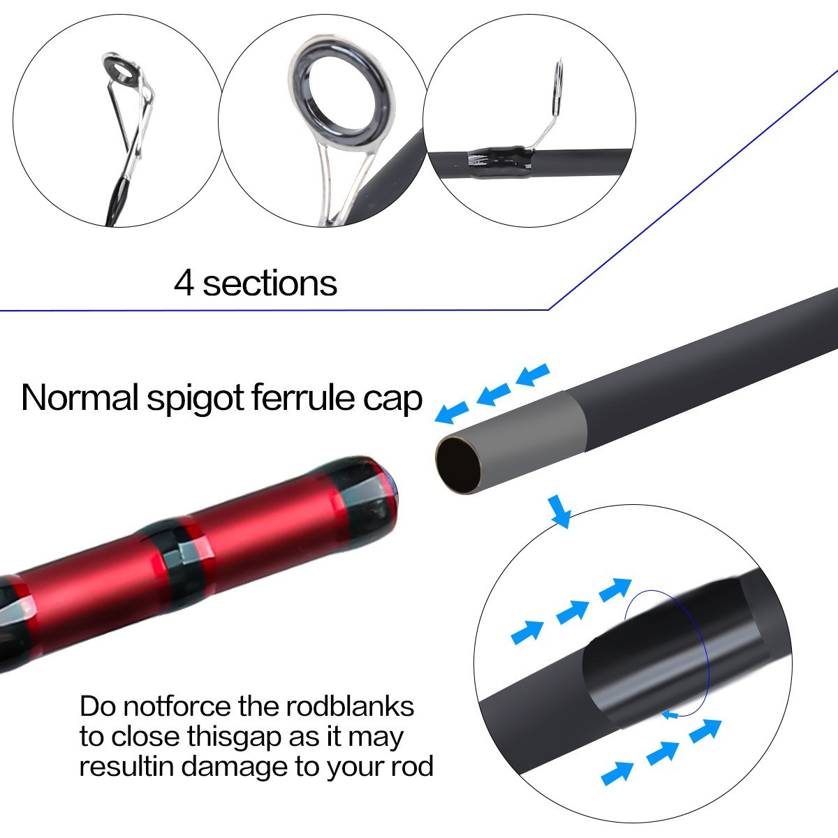 Fishing Rod Casting Spinning Travel Carbon Fiber Rod 4 Sections Trout Fast Pole