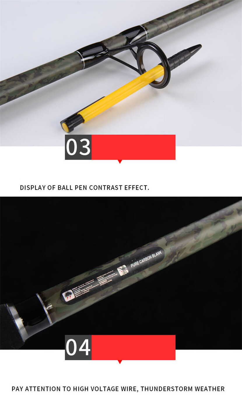 High Strength Carbon Fibre 3 Sections Surf Rods Casting Weight:100-300g