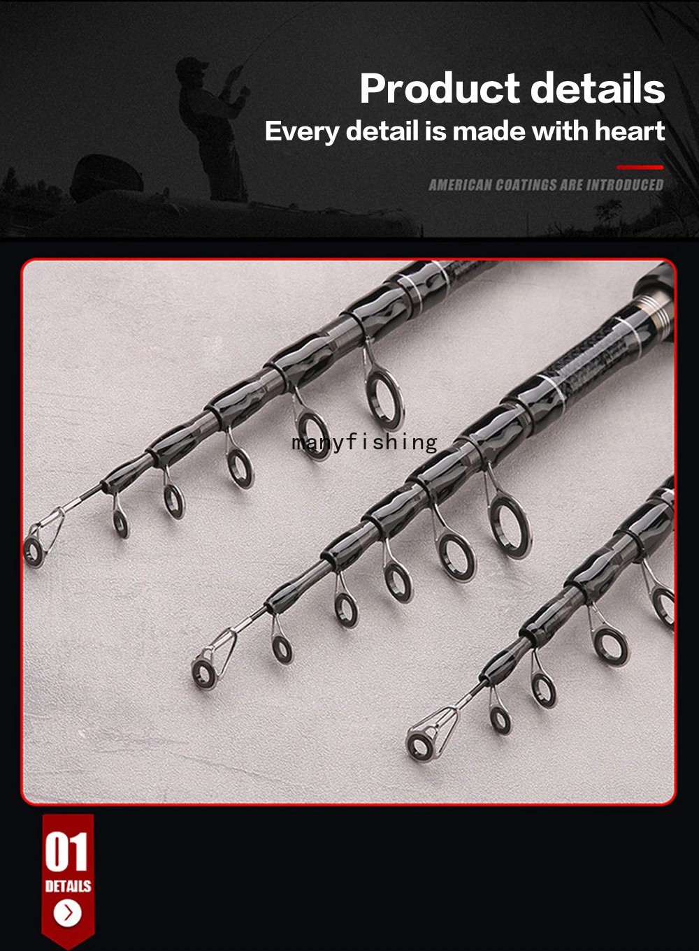 Portable Rock Fishing Rod 1.8/2.1/2.4/2.7/3.0M Telescopic Sea Carbon Fiber Rod