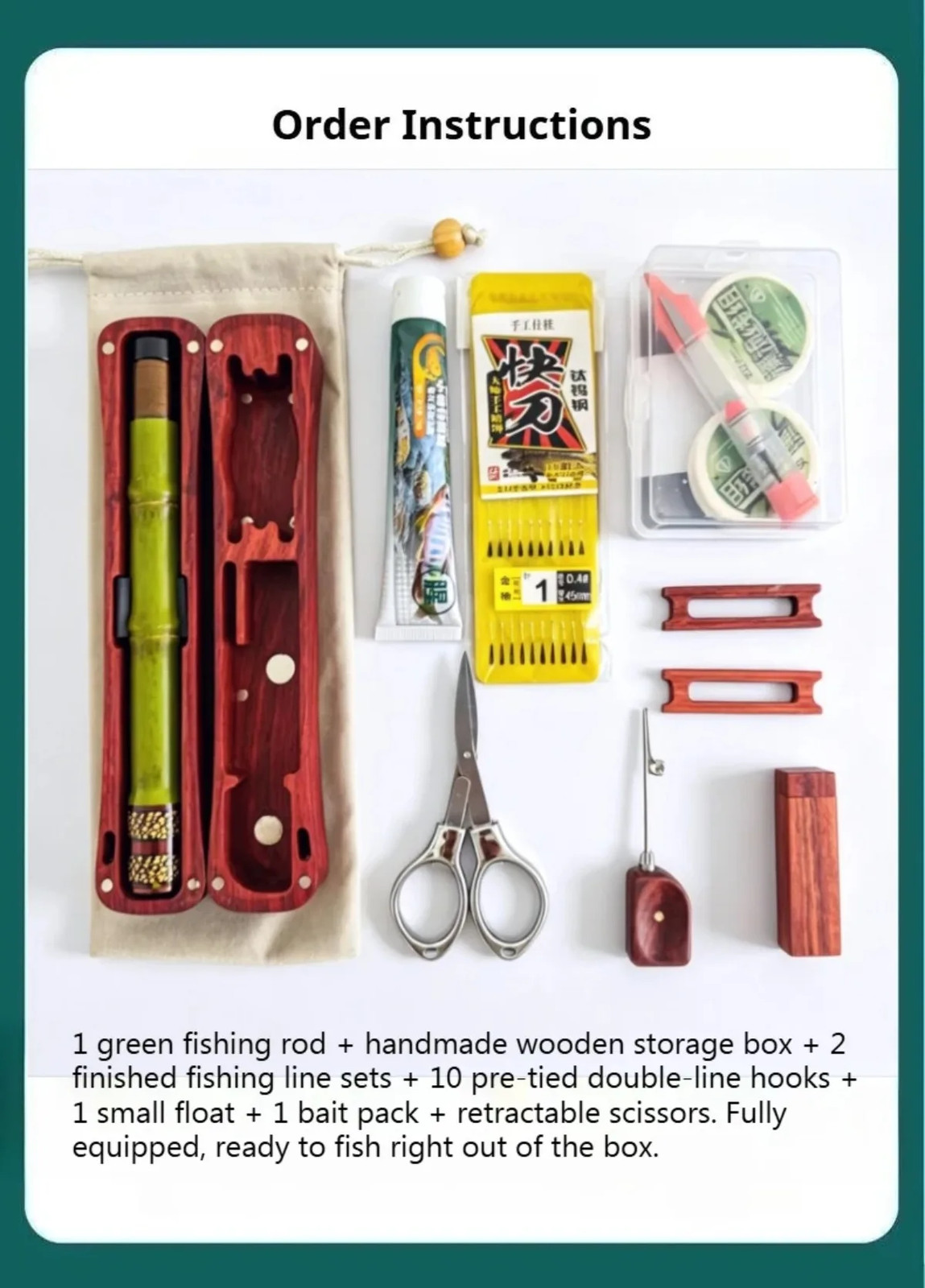 Ultralight Tenkara Rod Wooden Storage Box Portable Short Section Travel Kit