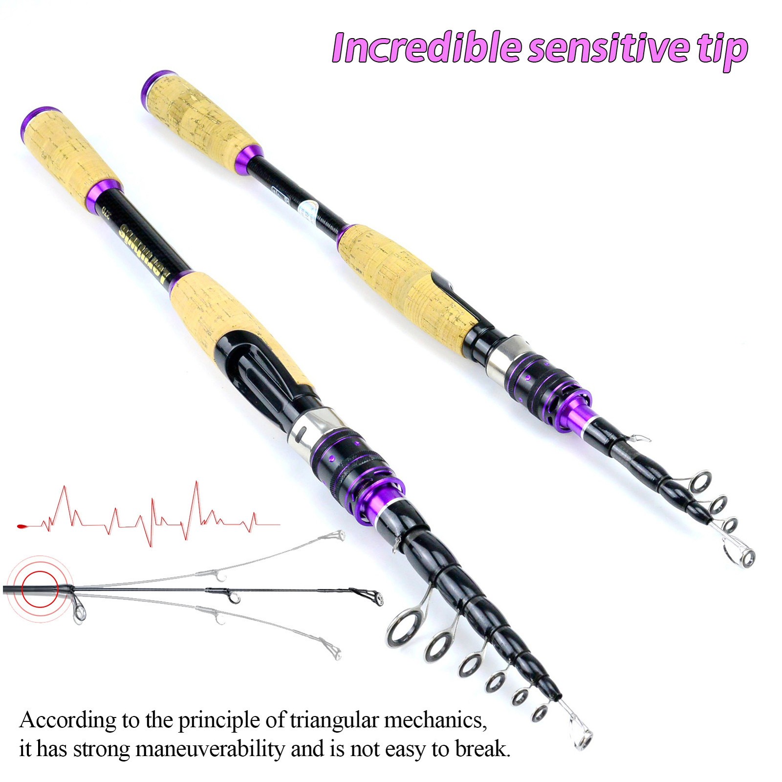 1.65M-2.7M Lure Pole Portable Telescopic Fishing Rods Carbon Rod M Power