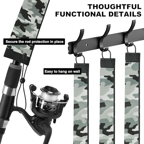 Neoprene Camo Fishing Rod Sleeves,Fishing Pole 75″ 1 Light Green Camo