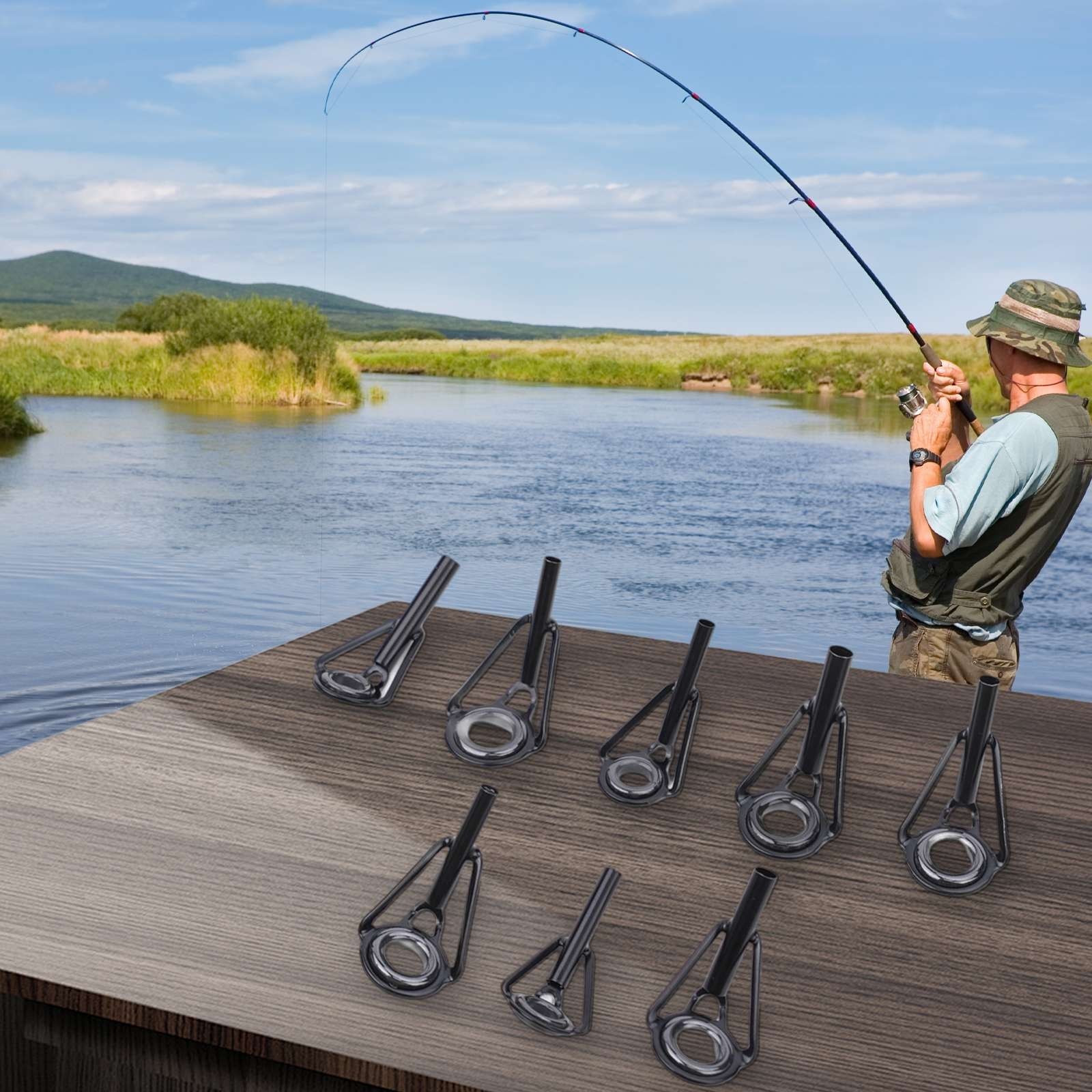Convenient 24pcs Fishing Rod Repair Set Stainless Steel Ceramic Ring Guides