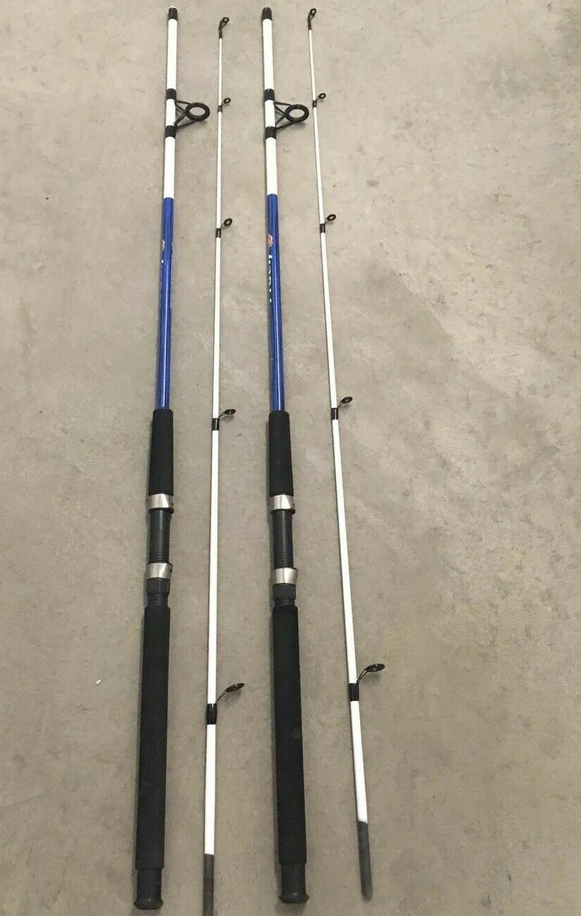 2 Shakespeare Tiger Spinning Rods 7’ Fresh/Saltwater Catfish Med BLUE U (v)