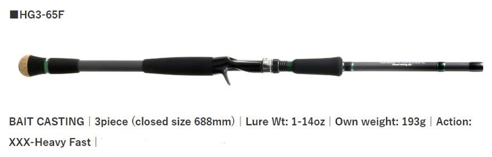 Deps Rod Baitcast Huge Custom Genoma HG3-65F 3 piece (2742)