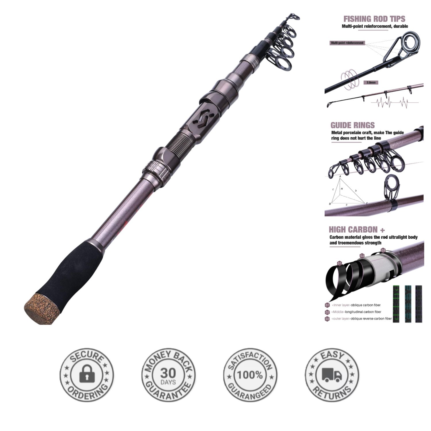 Best Fishing Gift: 24T Carbon Fiber Travel Rod with Reel – Lightweight & Durable
