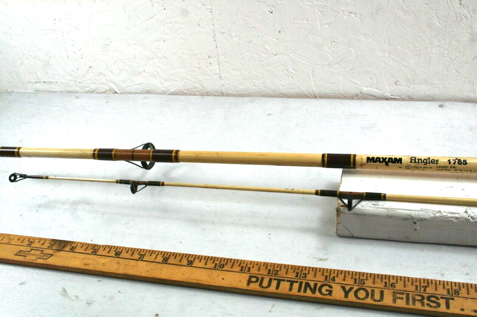 Rear Vintage MAXAM Angler Fishing Rod 6’6″ 8 – 12 LB 2 PC Rod Goood!!!