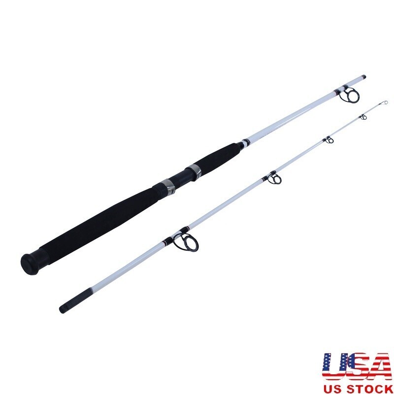 8ft Big Game Spinning Fishing Rod Medium Heavy Durable Fiberglass Two Piece New