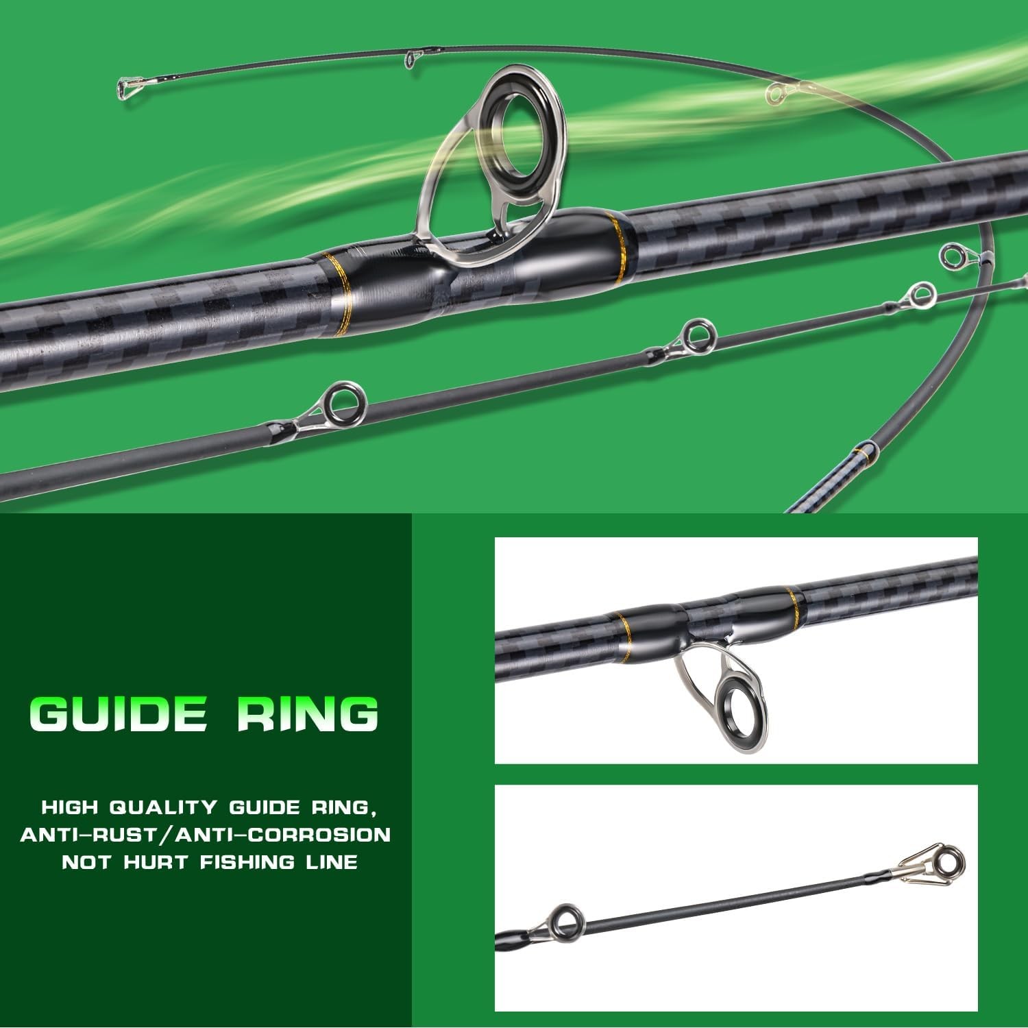 Fishing Rod 24-Ton Carbon&Glass Fiber Composite Spinning & Casting Rod 2 Piece