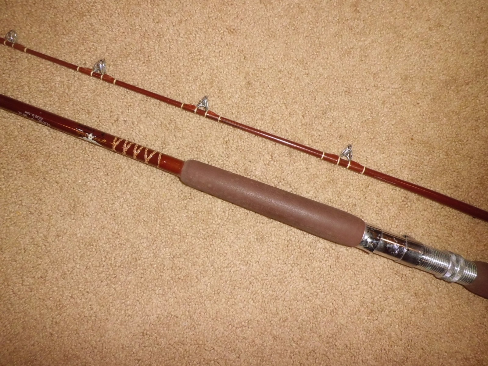 Vintage FENWICK Feralite PLB70C Conventional Boat 7′ Rod- USA 20-30lb- # L198074