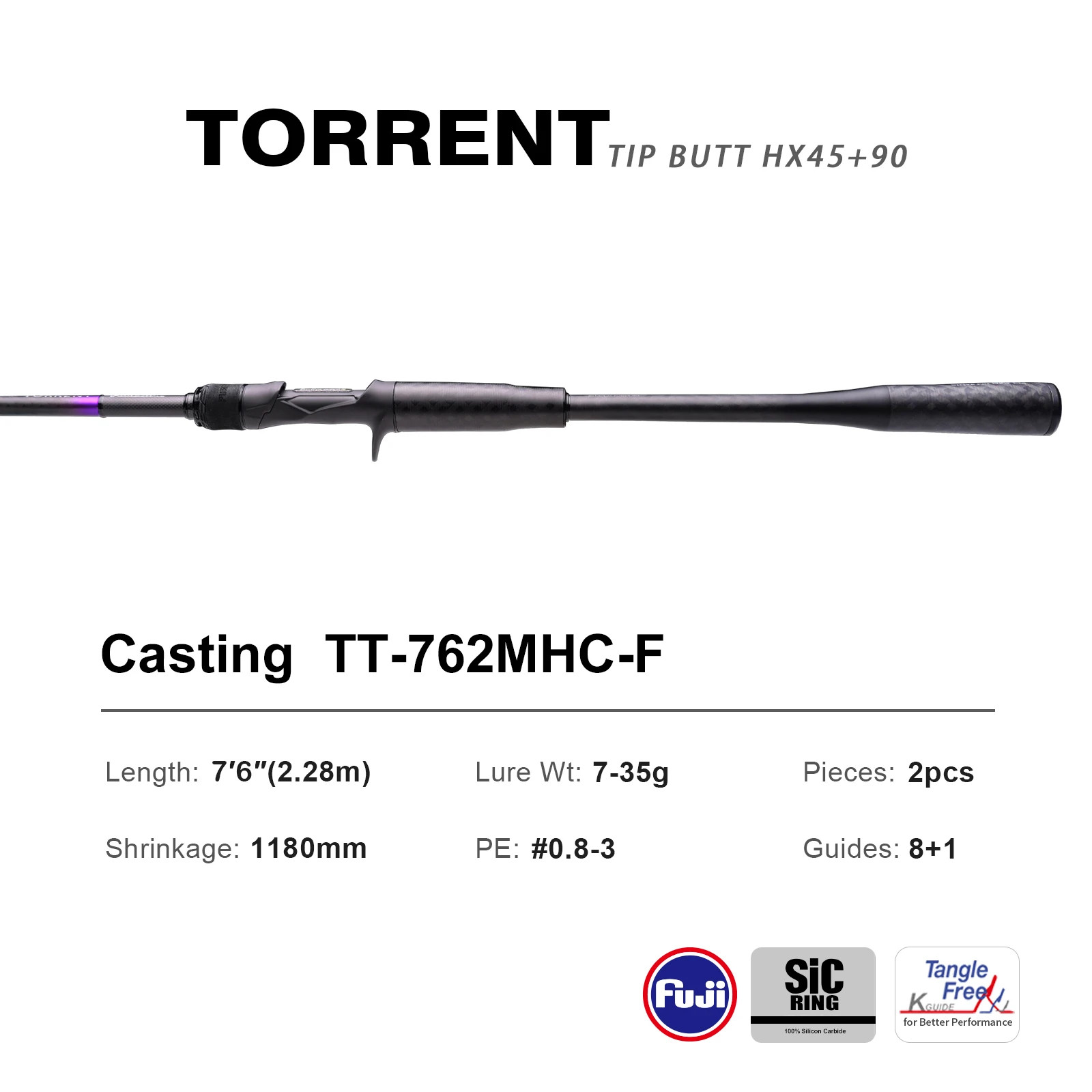 PURELURE TORRENT Spinning Rod 8FT 9FT F Action High Carbon Fuji SIC