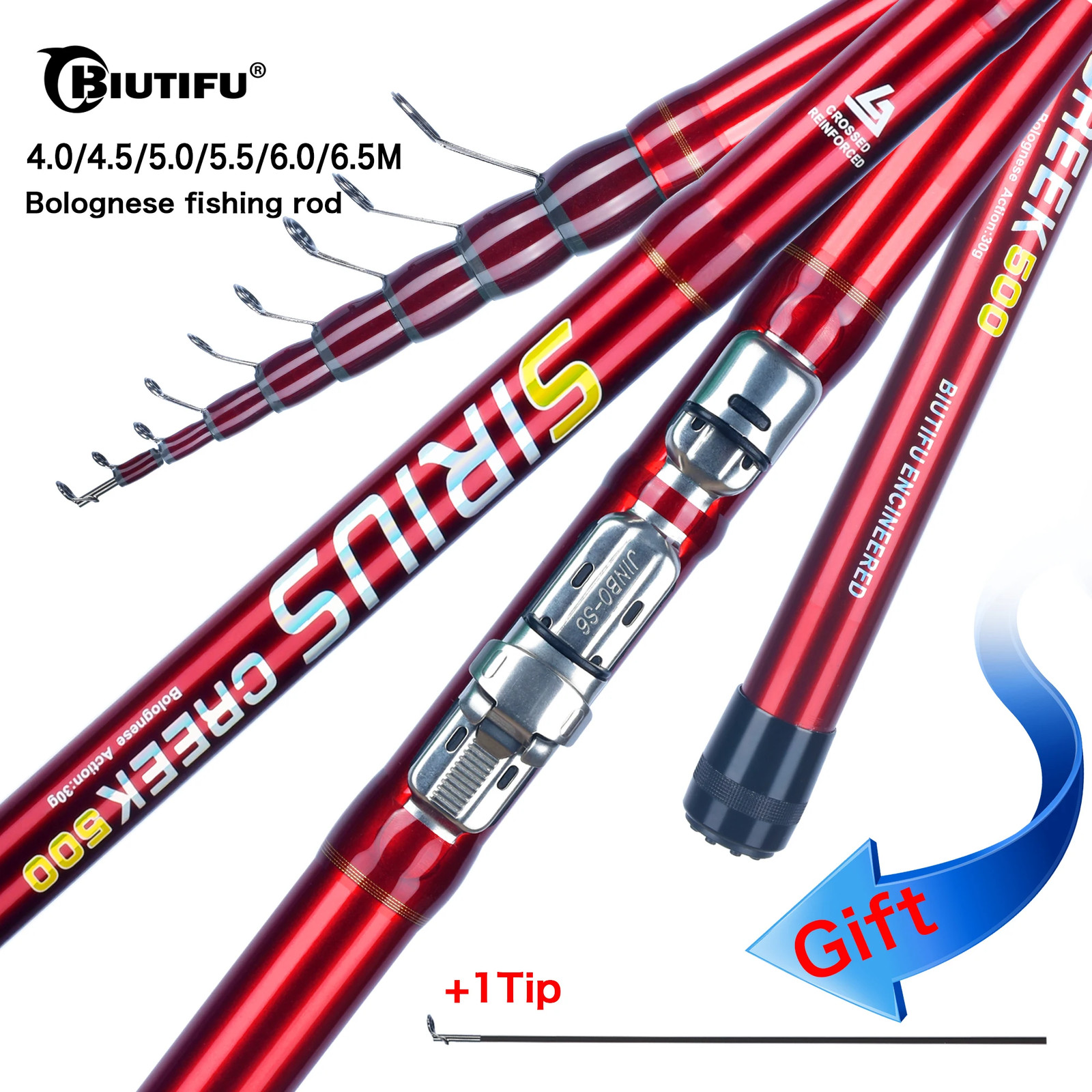 BIUTIFU Telescopic Fishing Rod 4.0-6.5m T800 Carbon UltraLight Spinning 30g