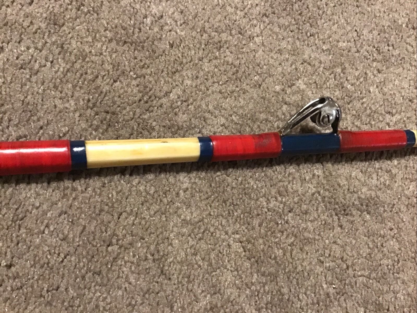 Vintage Hexagon Wood Butt 6’ 6” Aftco Roller Guide 50lb Trolling Rod R75