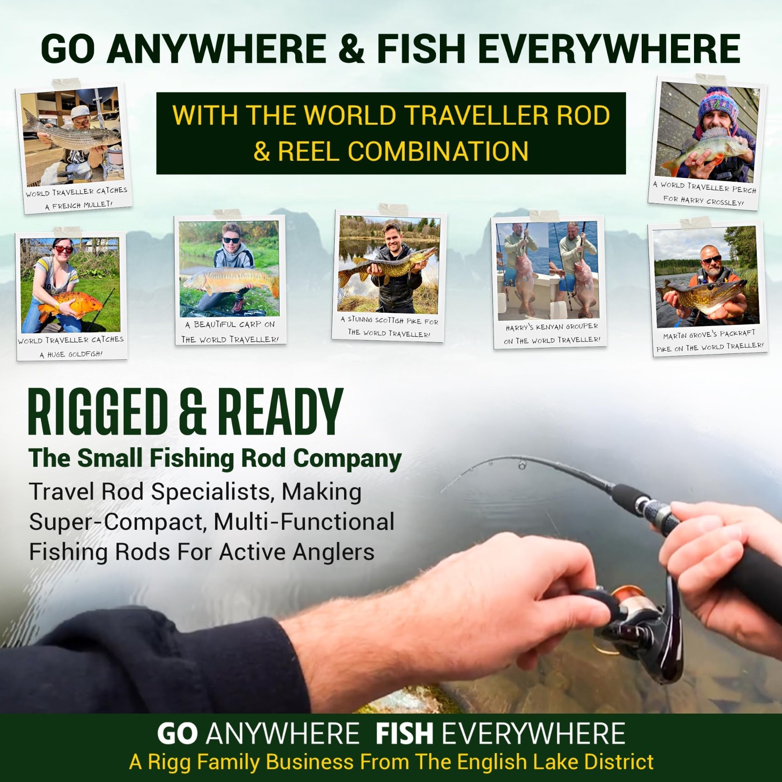 World Traveler Compact Travel Fishing Rod-Reel-Case combo Spin & General Fishing