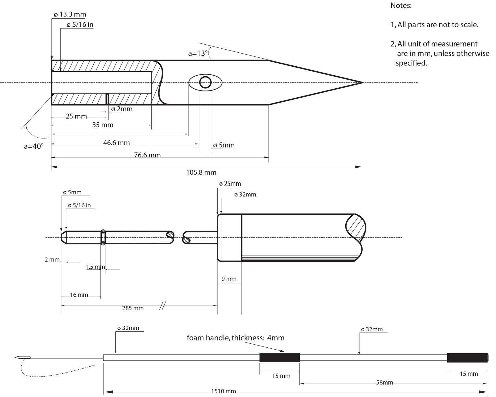 KUFA Floatable Harpoon with detachable stainless steel head and wire (HP1)