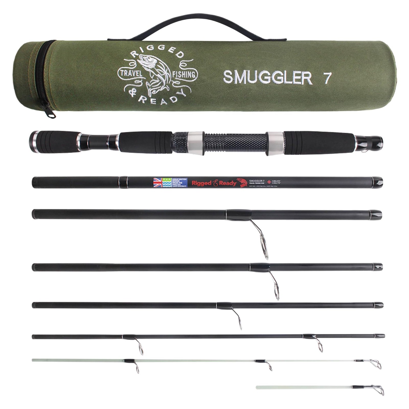 Smuggler 7 Compact Portable Travel Fishing Rod & Case 8.5’ spin ,general fishing