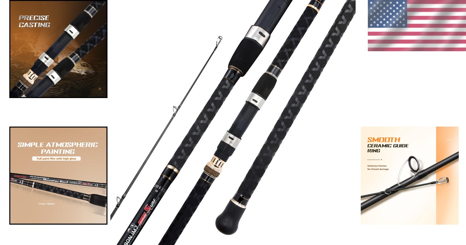 10.6ft Graphite Surf Casting Rod – Fast Action, High Tension, 2pc