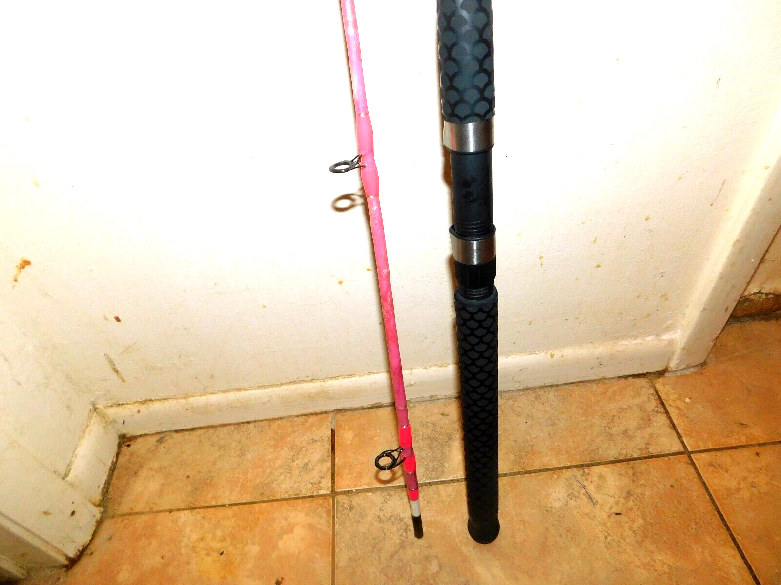 CUSTOM CASTING ROD 6’6″ 2 PC PINK PEARL MARBLE 10-20 LB NEW